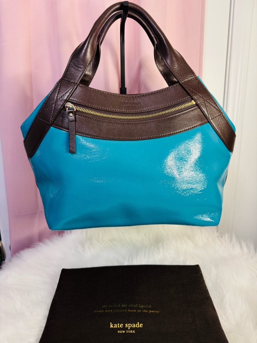 Kate Spade ♠️ Turquoise & Brown RARE combo color - Picture 2 of 15